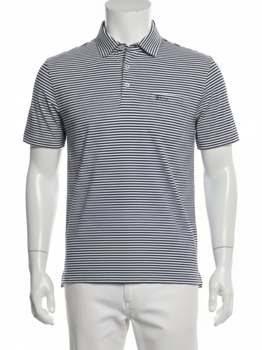 Polo Ralph Lauren Men White Striped Stretch Mesh Polo Shirt Size XL